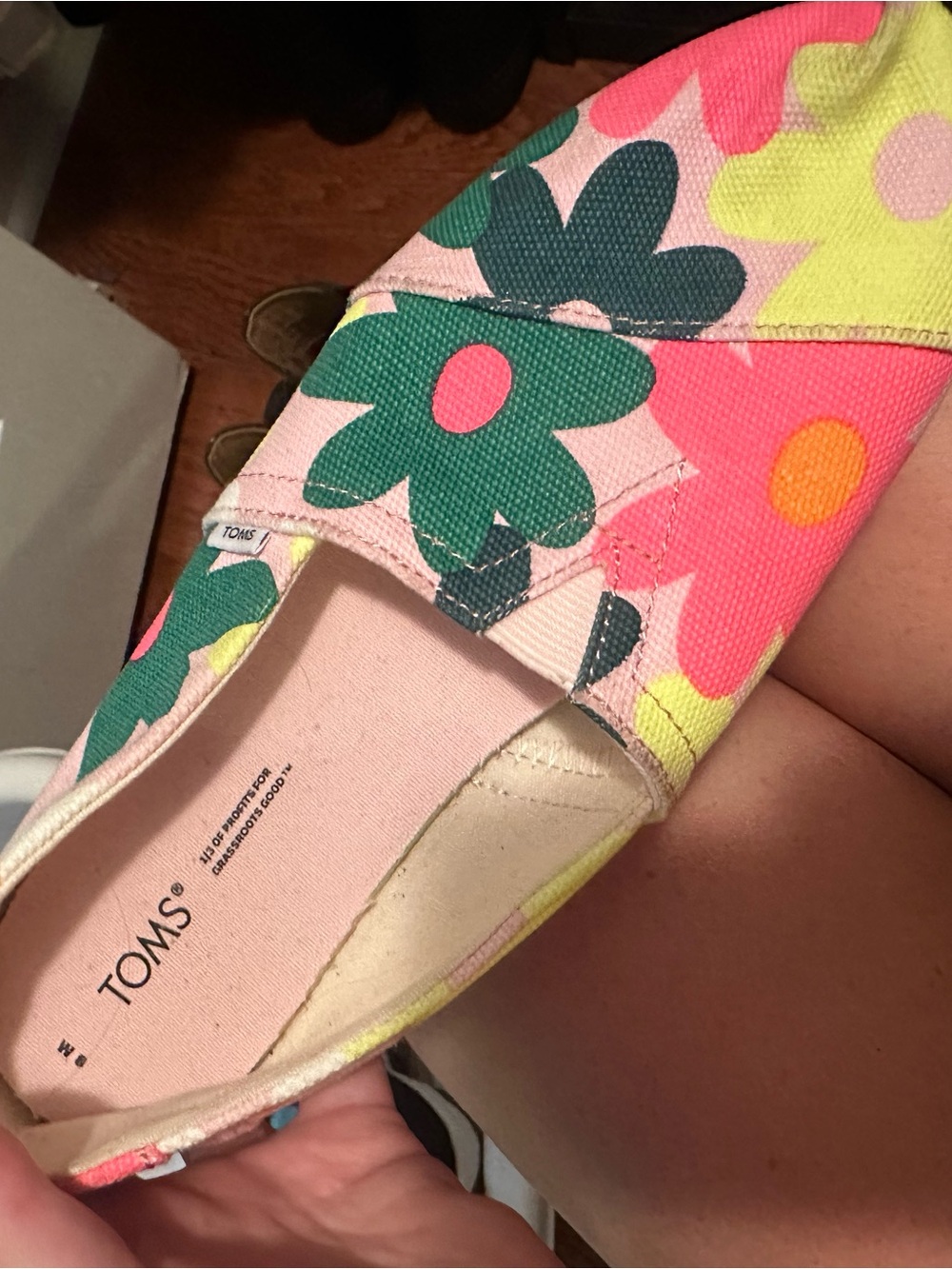 TOMS Women’s Floral Canvas Slip-On Moccasins in Pink, Green & Yellow